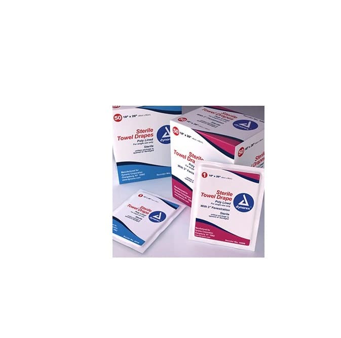 Dynarex Disposable Towel Drapes, Plain, Sterile, 18" x 26", 300/Case, 4410 thumbnail 2