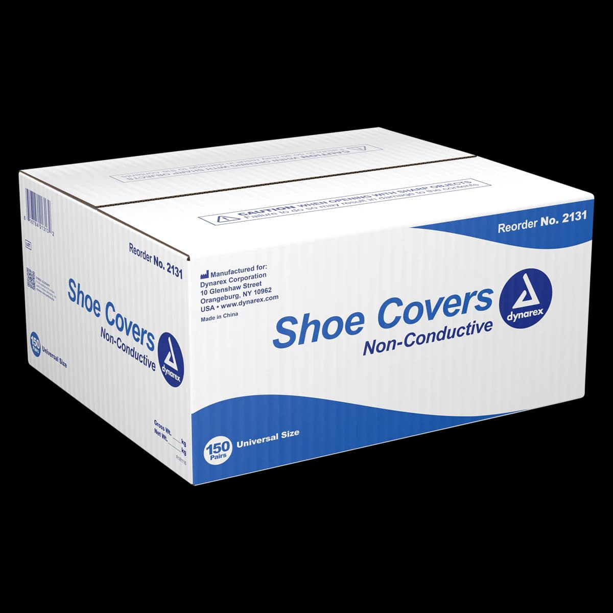 Dynarex Shoe Covers, Blue, Non-Conductive, Universal Size, 150 Pairs/Case (300 Count), #2131 - Cover Shoe Blue - Image 1