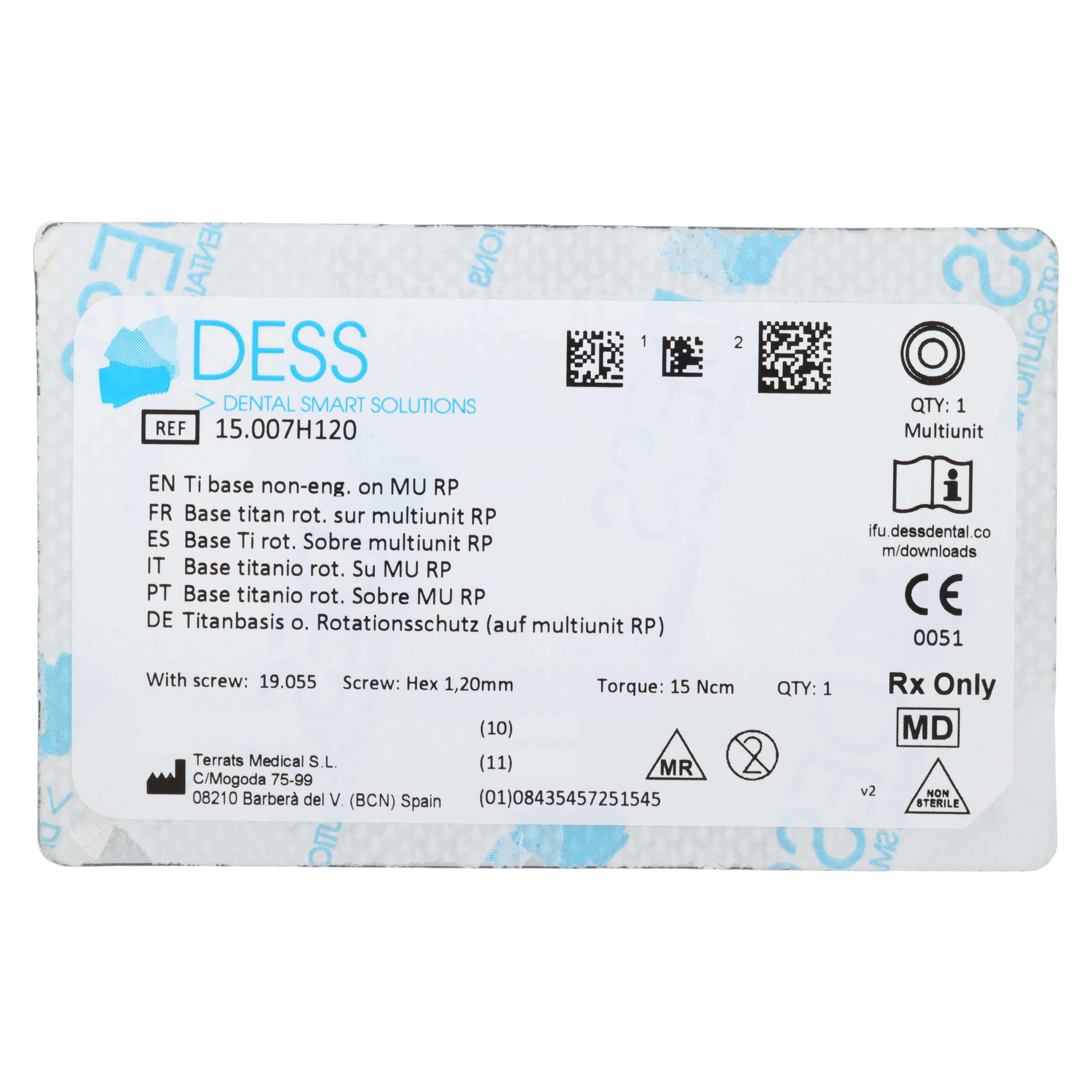 DESS TiBase Non-Engaging Multi-Unit Abutment, RP MU Connection, 4.8mm, 1 Each thumbnail 2