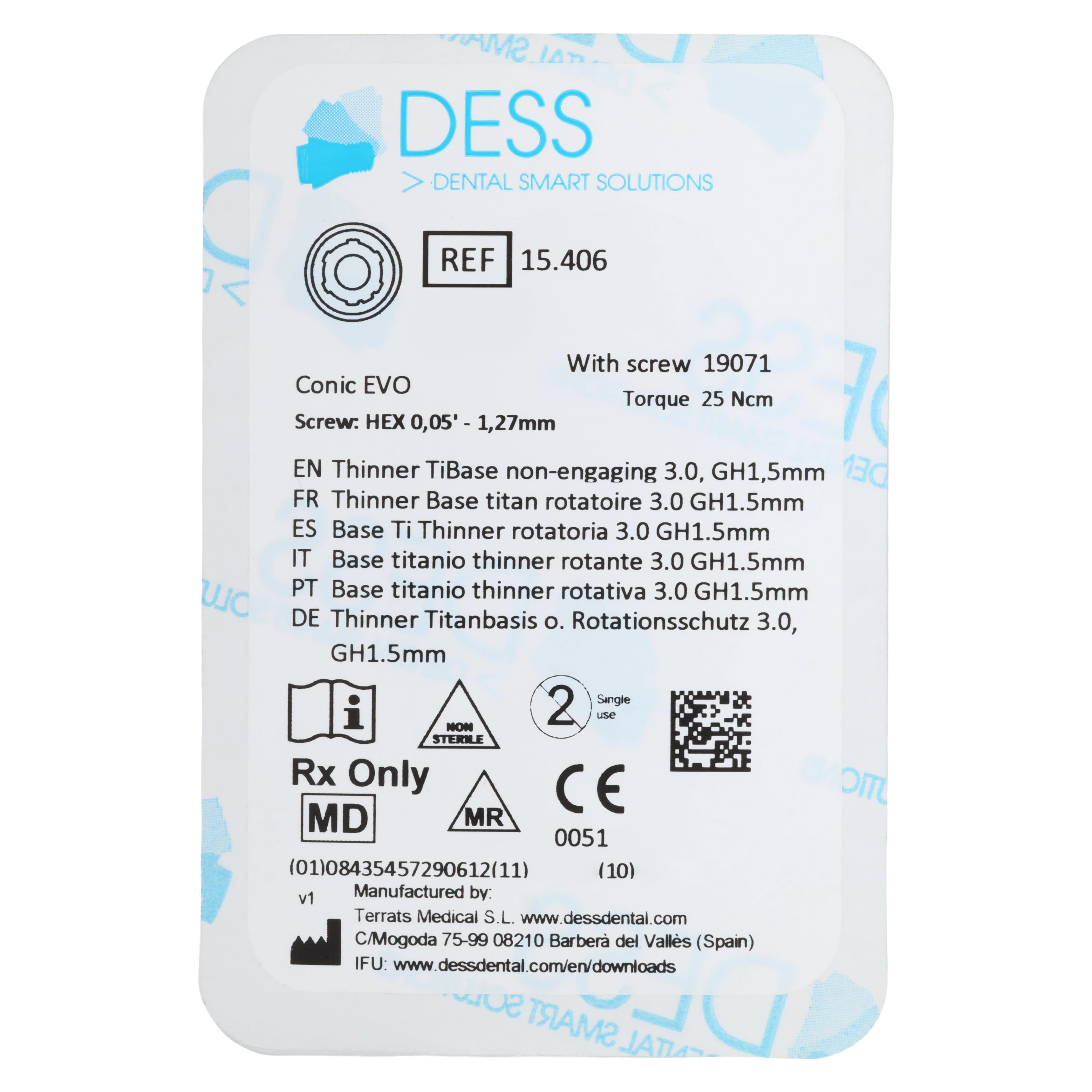 DESS Thinner Ti Base Non-Engaging 3.0, GH 1.5mm - Conic Evo thumbnail 2