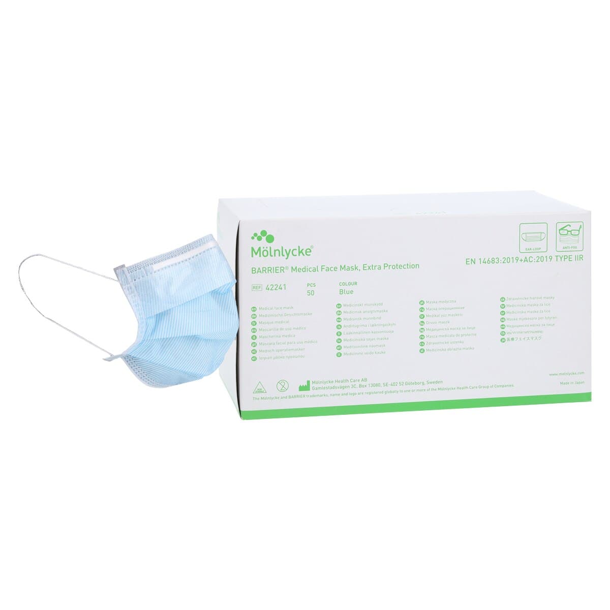Molnlycke Sofloop Extra Protection Surgical Mask, Blue, Barrier, Not ASTM Rated, Latex-Free, 50/Box thumbnail 2