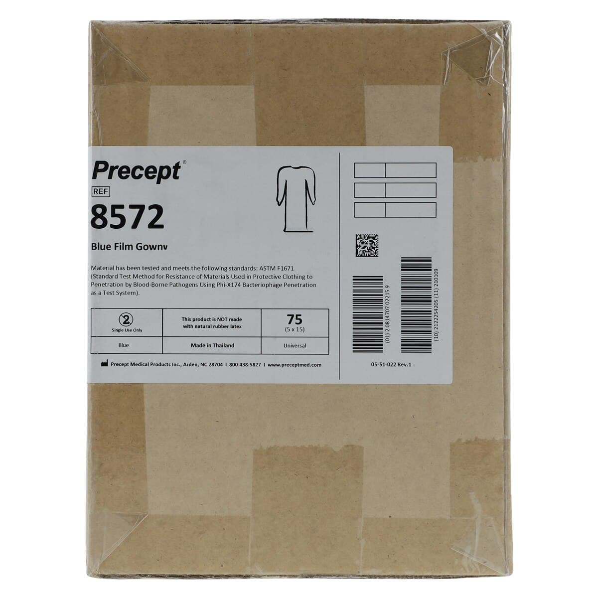 Aspen Surgical Disposable Protective Gown, Blue Poly, Universal Size, 46" Length, Non-Sterile, Open Back with Ties, Elastic Cuff, 75/Case thumbnail 4