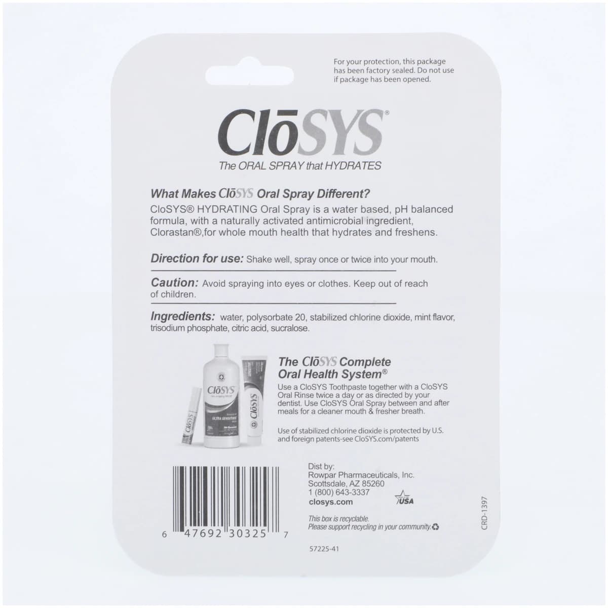 CloSYS Oral Spray, Mint Flavor, 0.31 oz (9.2 ml) Bottle, 3/Pkg, 3C-.31-3PK thumbnail 2