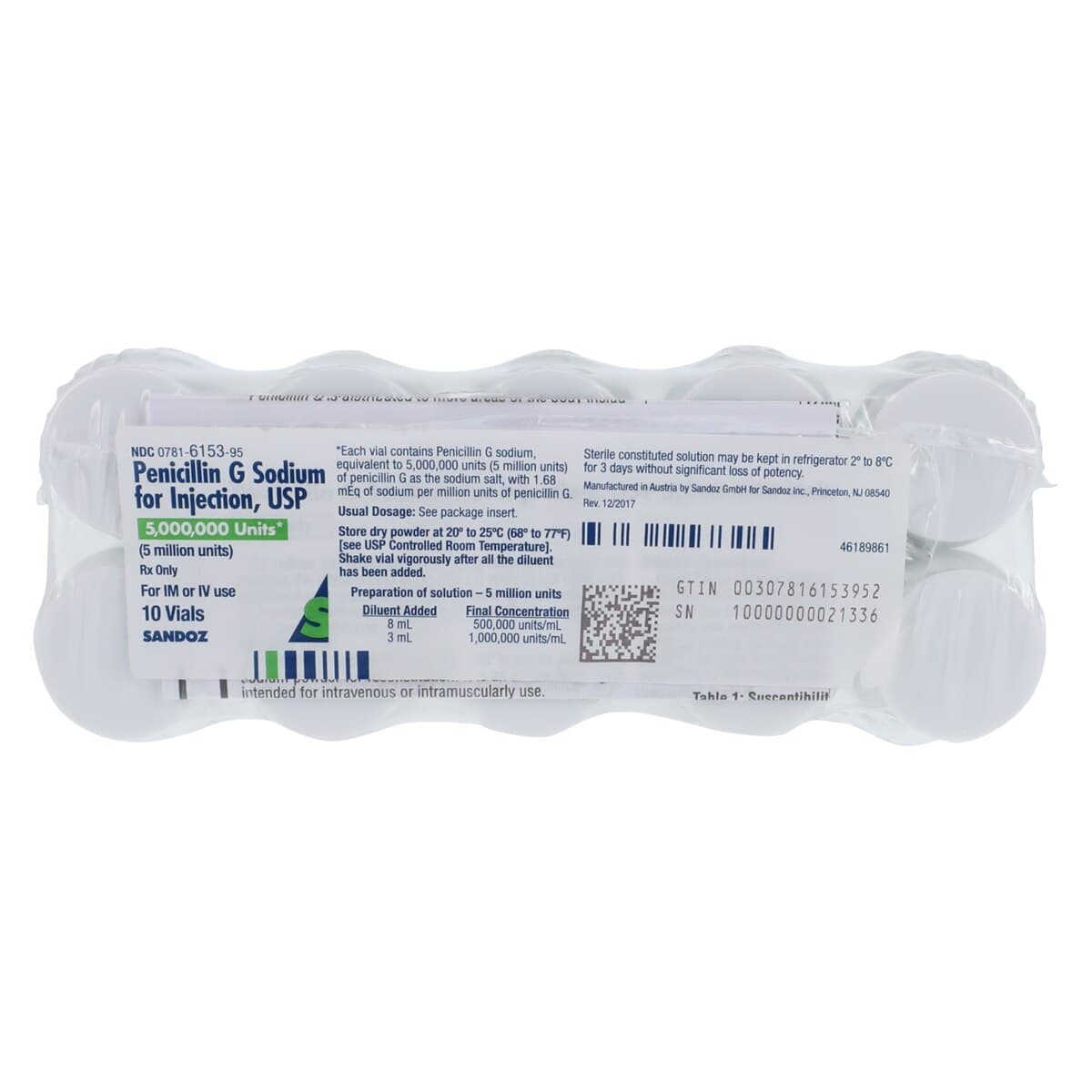 Penicillin G Sodium Injection, 5 Million Units per Vial, Powder for Reconstitution, Single-Dose Vial, 10/Package thumbnail 5