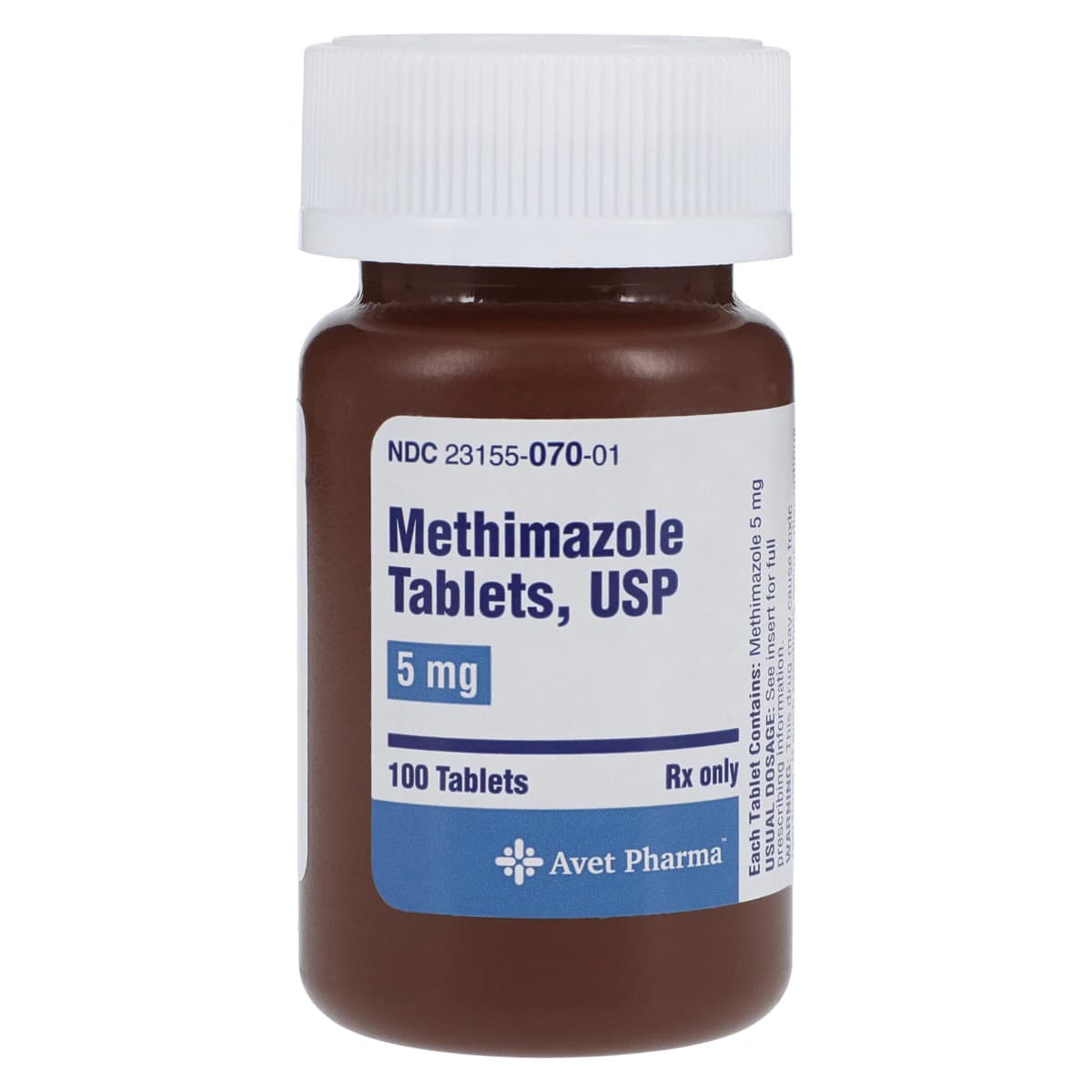 Methimazole Tablets, 5mg, 100/Bottle, Heritage Pharmaceuticals - Methimazole Tablets - Image 1
