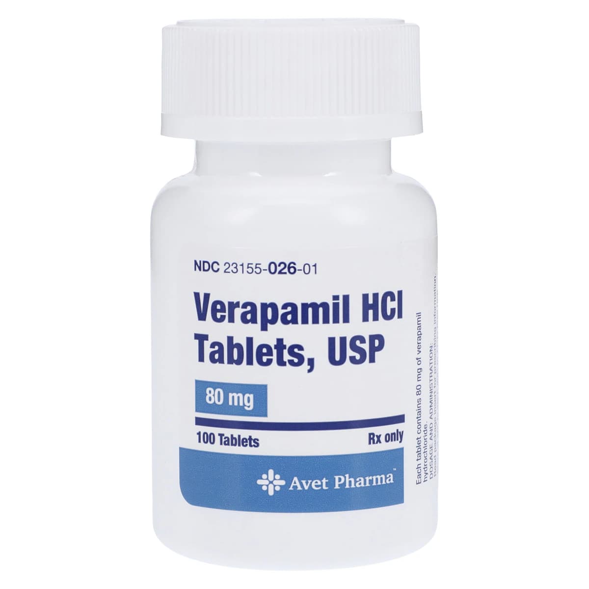 Verapamil HCl Tablets, 80mg, 100/Bottle, Heritage Pharmaceuticals - Verapamil HCl Tablets - Image 1