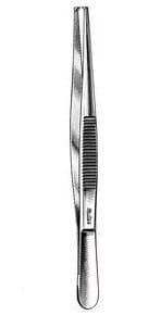 Miltex-Integra Tissue Forceps, 1x2 Teeth, 5-1/2" Stainless Steel, 12/Package thumbnail 2