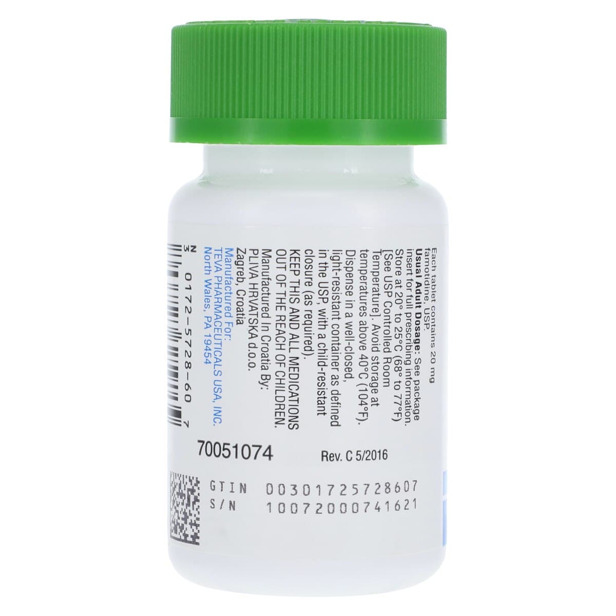 Famotidine Tablets 20mg, 100/Bottle, Teva Pharmaceuticals thumbnail 2