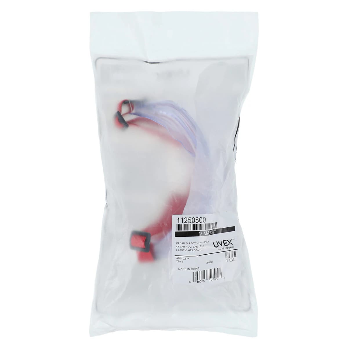 Honeywell Uvex V-Maxx Safety Goggles, Clear/Red, Elastic Headband, Each - Goggles Vmaxx Elast Headband - Image 1