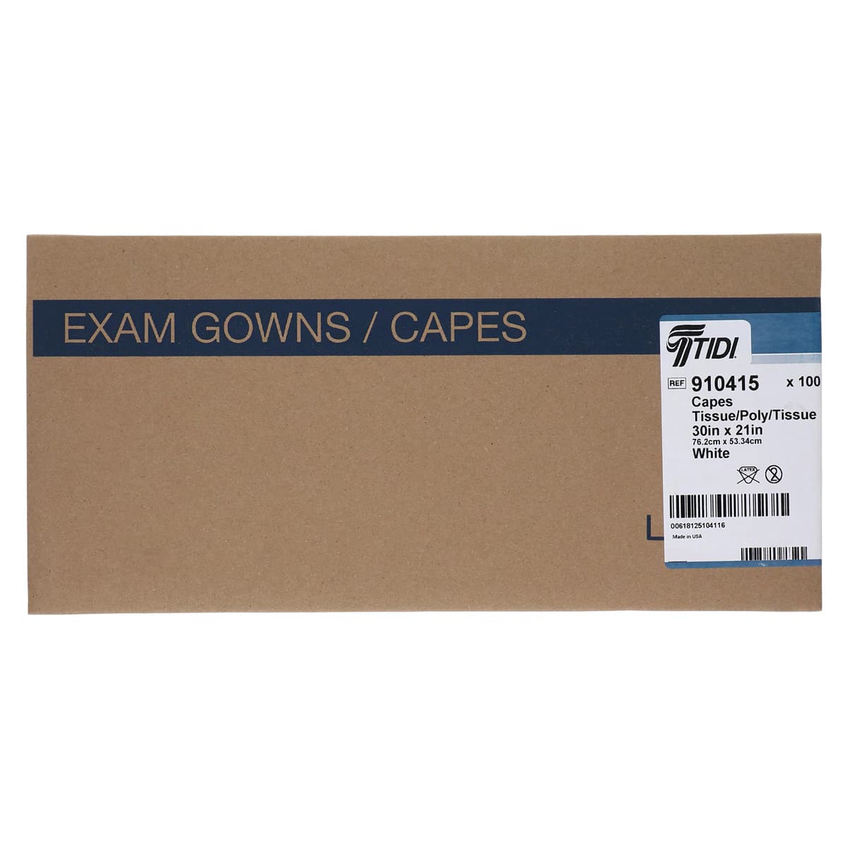 Tidi Products Exam Cape, Disposable, White, Short Sleeves, Front/Back Opening, 30 in x 21 in, 100/Case thumbnail 3
