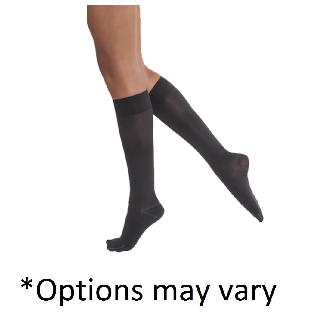 BSN Medical Jobst Opaque Compression Stocking, Knee High, Open Toe, Medium, Black - Stockings Knee-Hi OpnToe,Black - Image 1
