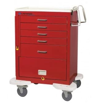 Lakeside Classic Emergency Cart, 5-Drawer, 39-3/4" x 25" x 32" with Casters - Anesthesia Cart 5-Drawer - Image 1