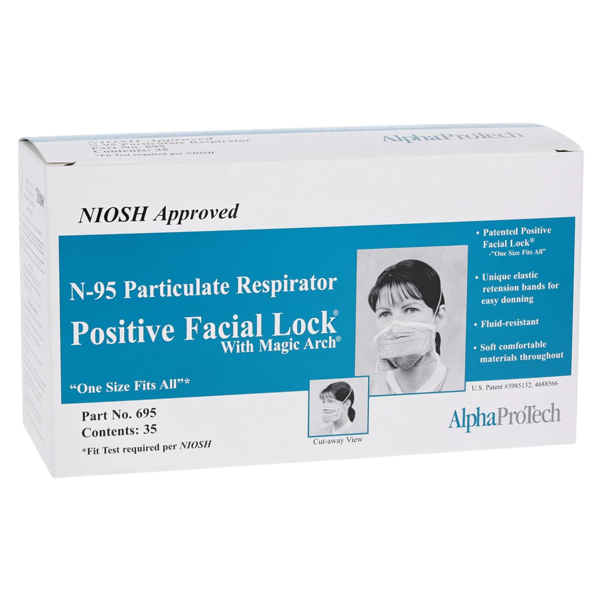 Critical Cover PFL N-95 Particulate Respirator with Magic Arch, Teal Stripe, 35/Box, 695 thumbnail 4