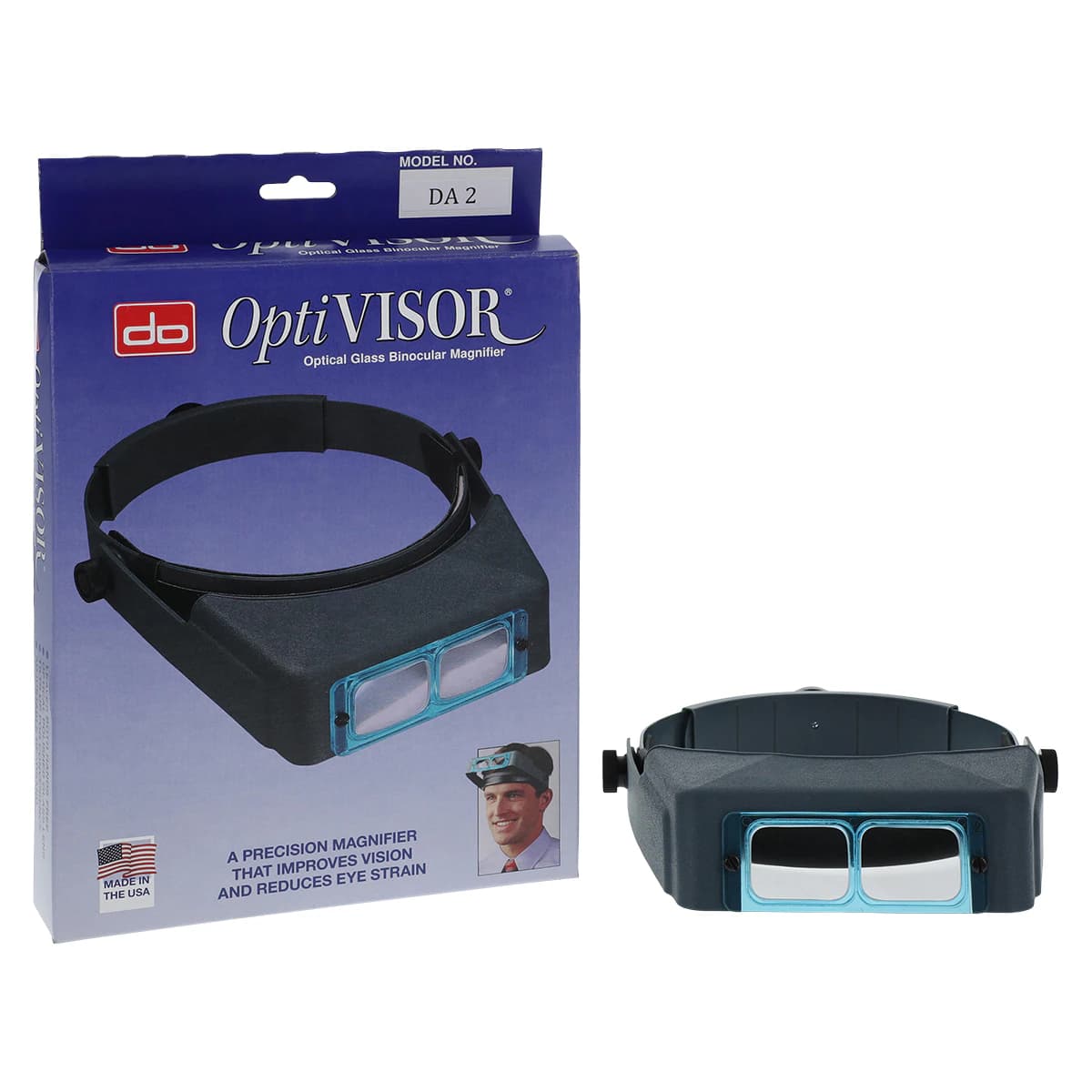 OptiVISOR Headband Magnifier, 1.5X Binocular Lenses, 20" Focal Length, Genuine Leather Comfort Band, DA-#2 thumbnail 2