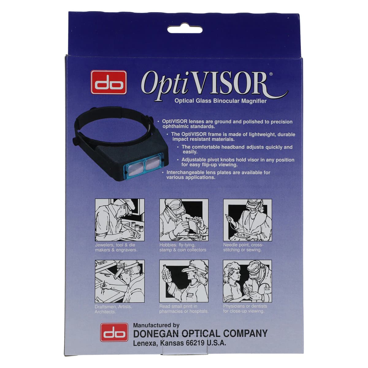 OptiVISOR Headband Magnifier, 1.5X Binocular Lenses, 20" Focal Length, Genuine Leather Comfort Band, DA-#2 thumbnail 9
