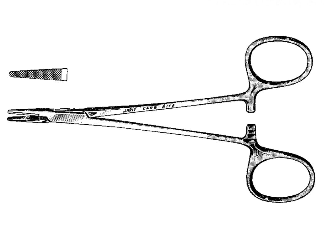 Jarit Halsey Needle Holder, Serrated Jaw, 5-1/4" - Halsey Nh Carb-Bite Serr - Image 1