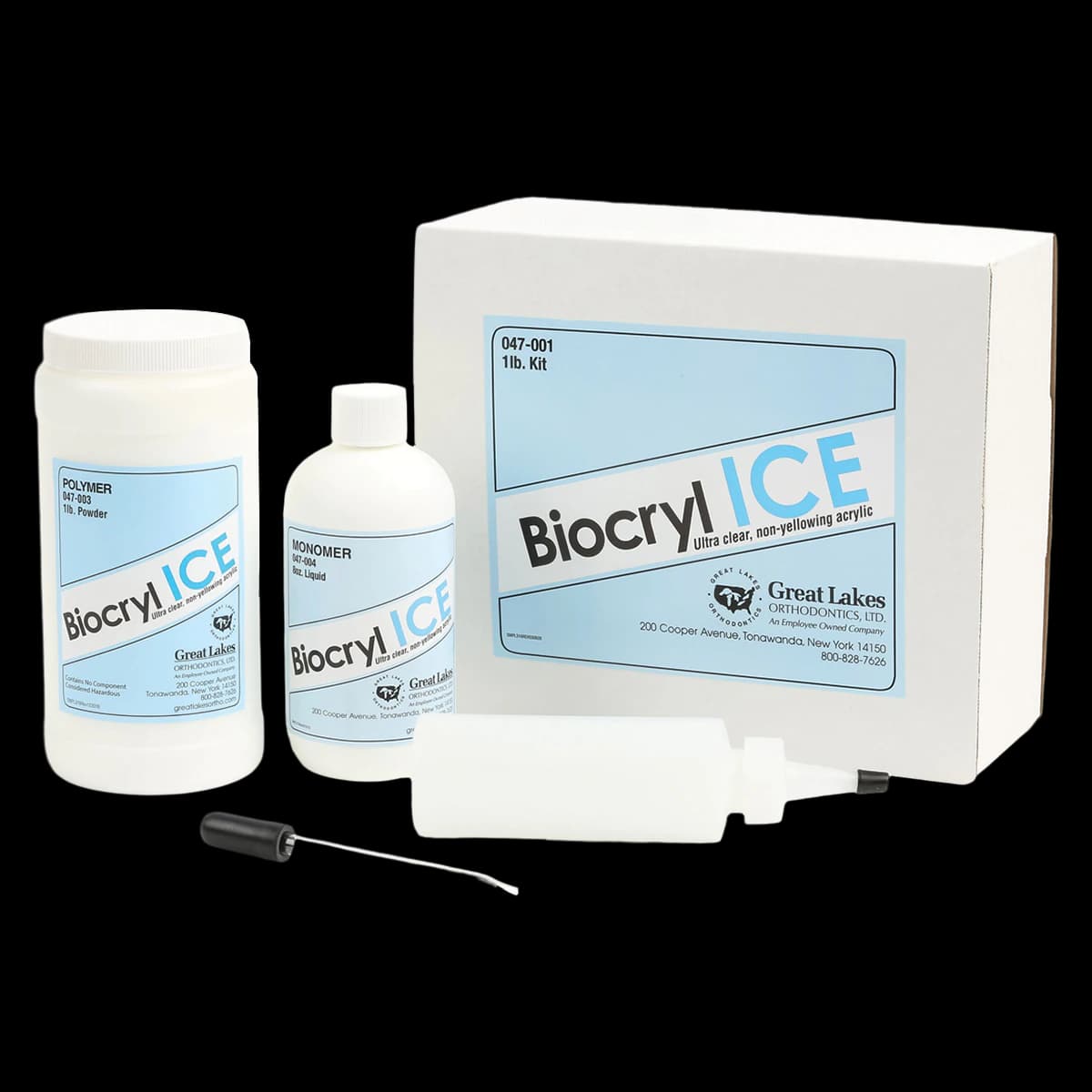 Biocryl ICE Acrylic Resin Kit, 1 lb Polymer with 8 oz Monomer, 1 Kit - Biocryl ICE Acrylic Resin 1lb Kit - Image 1