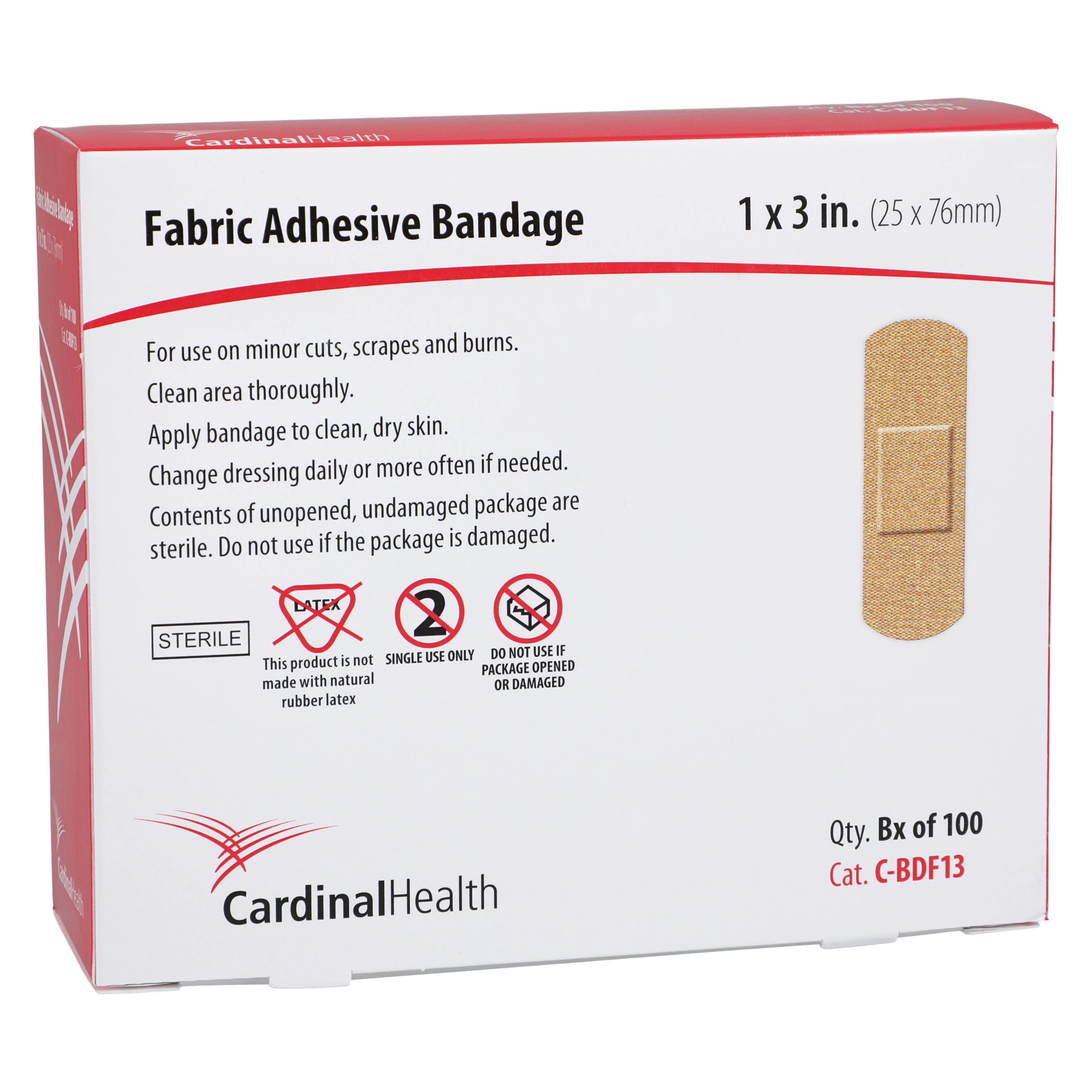Cardinal Health Adhesive Fabric Bandage Strip, 1" x 3", Tan, 1200/Case - Bandage Adhsv Fabric Strip - Image 1