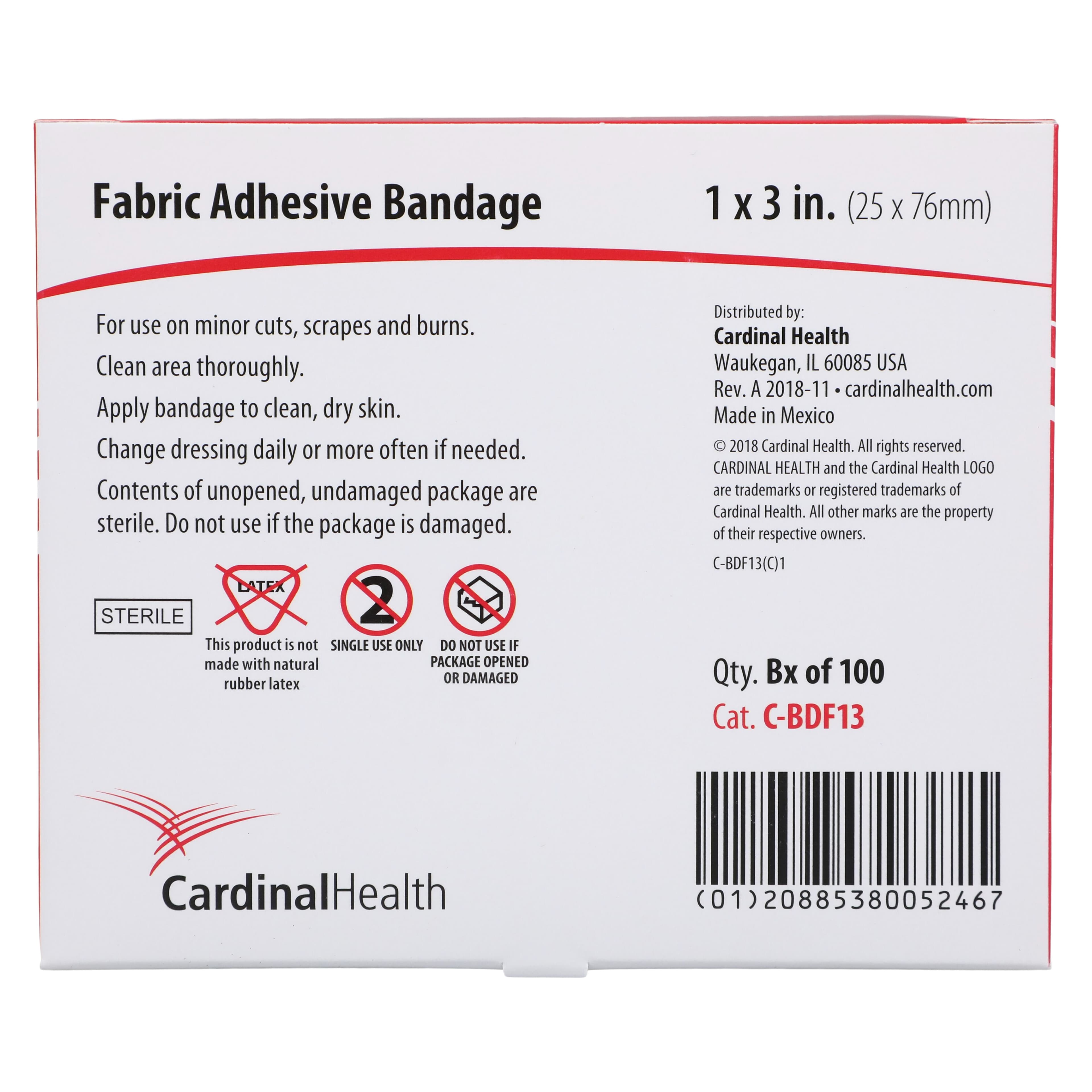 Cardinal Health Adhesive Fabric Bandage Strip, 1" x 3", Tan, 1200/Case thumbnail 4