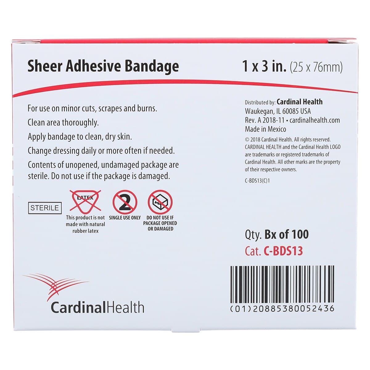 Cardinal Health Adhesive Bandage, Fabric, Sheer, 1" x 3", 1200/Case thumbnail 5