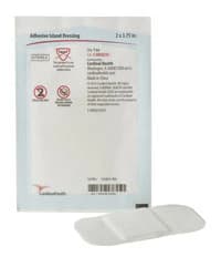 Cardinal Fabric Island Dressing, 2x4", Sterile, Adhesive, Non-Adherent, Latex-Free - Dressing Adhesive Island LF St - Image 1