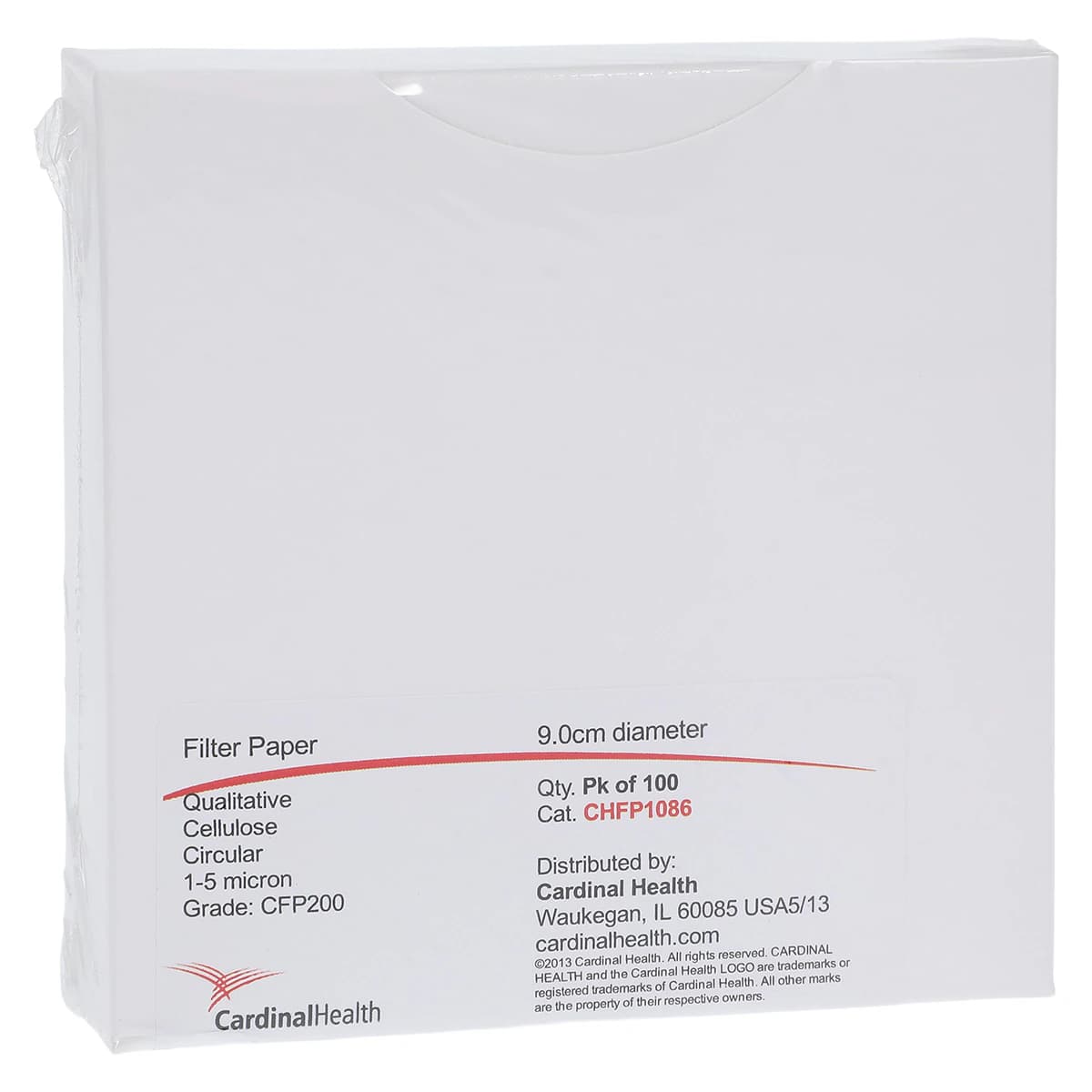 Cardinal Health Qualitative Filter Paper, Cellulose, 9 cm Diameter, 1-5 Micron Pore Size, 100/Pk, CFP200 - Fltr Ppr Qual 1-5 Micrn Cfp200 - Image 1
