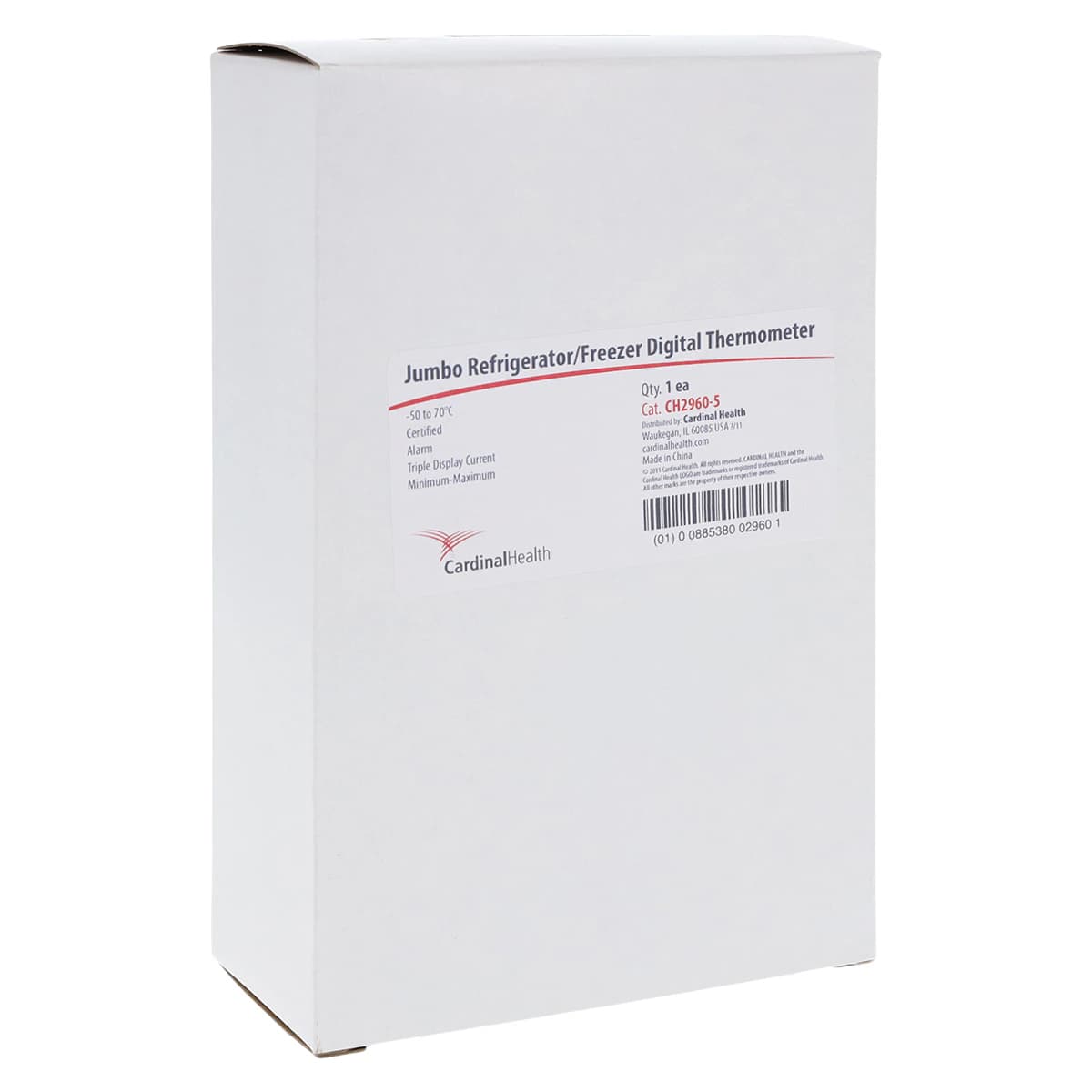 Cardinal Health Digital Jumbo Display Refrigerator/Freezer Thermometer, -50 to 70°C, Sealed Bottle Probe, LCD, NIST Compliant, 1/Each - Thermomtr Dgtl Jumbo Frig Frzr - Image 1