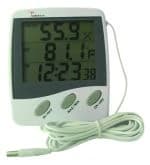 Cardinal Health Laboratory Thermometer/Hygrometer with Clock, 0 to 50°C / 32 to 120°F, 1 Each - Thermometer Hygrometer w/Clock - Image 1