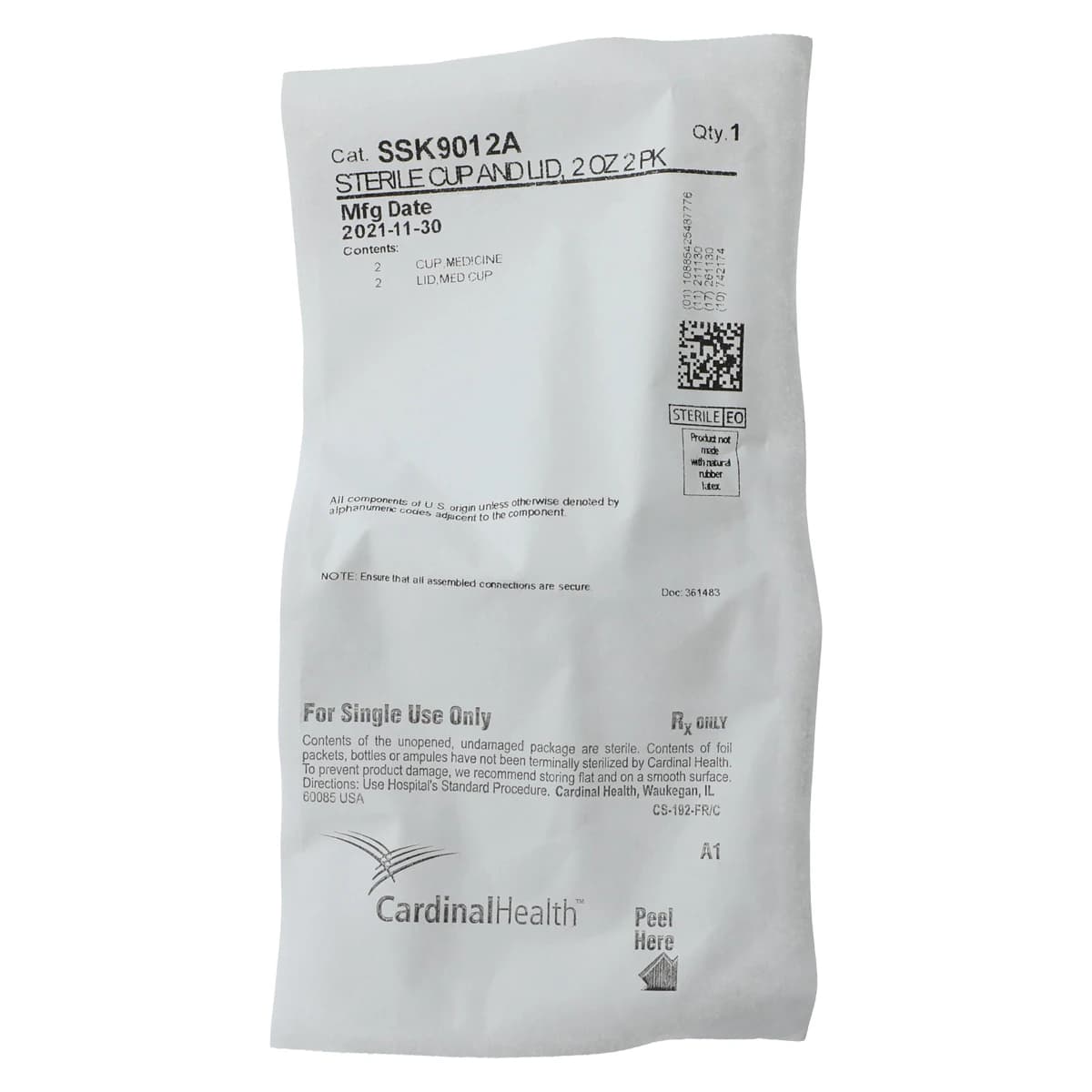 Cardinal Health Medicine Cup, 2 oz, with Lid, Sterile, 2/Pack, 100/Case - Cup 2Oz W/ Lid 2/Pk Sterile - Image 1