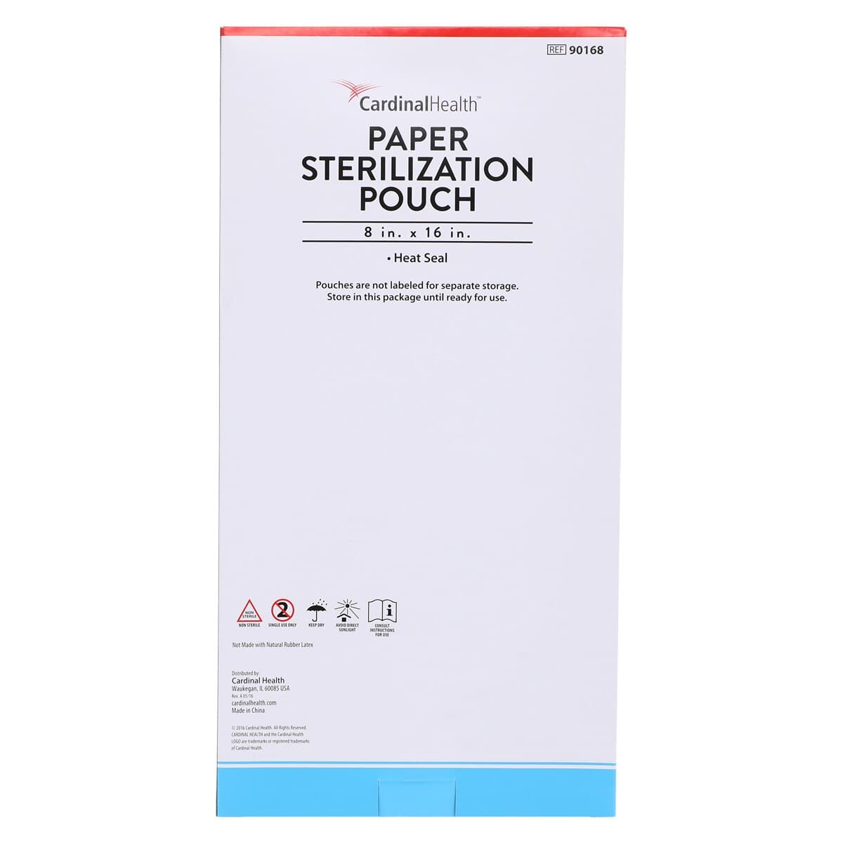 Cardinal Health Sterilization Pouch, Heat Seal, 8 in x 16 in, Blue/White, 100/Package thumbnail 3