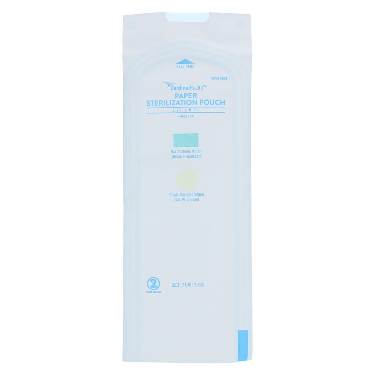 Cardinal Health Sterilization Pouch, Heat Seal, 3 in x 8 in, Blue/White, 200/Pk thumbnail 2
