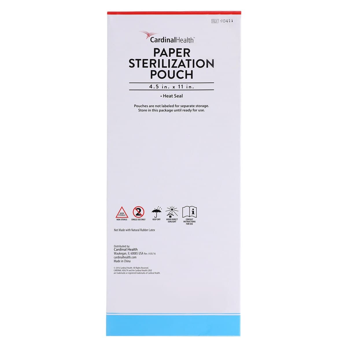 Cardinal Health Sterilization Pouch, Heat Seal, 4.5 in x 11 in, Blue/White, 200/Pack thumbnail 3