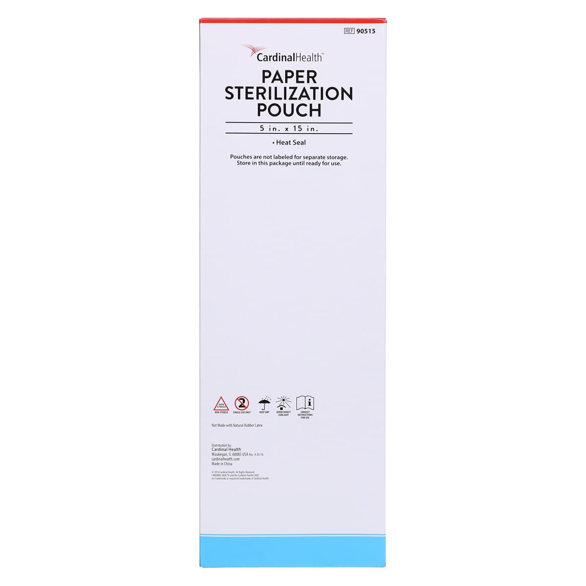 Cardinal Health Sterilization Pouch, Heat Seal, 5 in x 15 in, Blue/White, 200/Pk thumbnail 3
