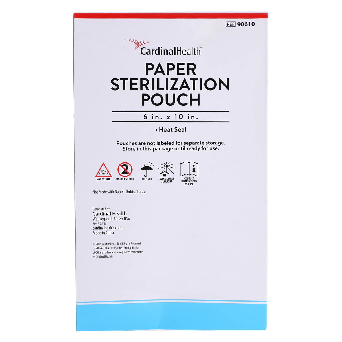 Cardinal Health Sterilization Pouch, Heat Seal, 6 in x 10 in, Blue/White, 200/Pack thumbnail 3