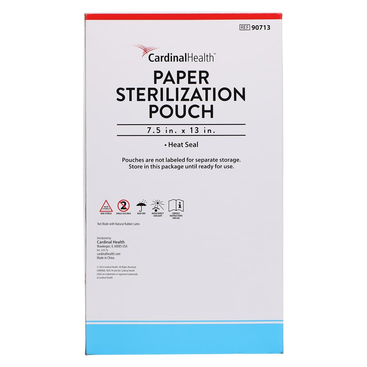 Cardinal Health Heat Seal Sterilization Pouch, 7.5 in x 13 in, Blue/White, 200/Pack thumbnail 2