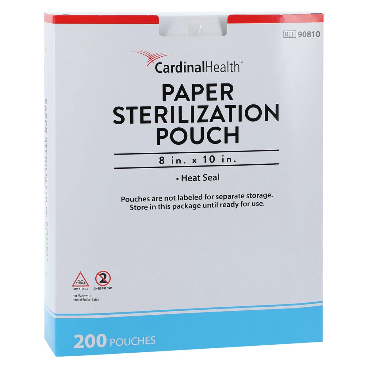 Cardinal Health Sterilization Pouch, Heat Seal, 8 in x 10 in, Blue/White, 200/Pk - Pch Strl Heat Seal Chem Indict - Image 1
