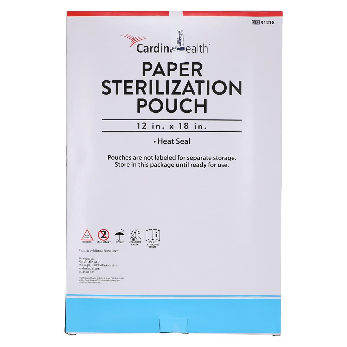 Cardinal Health Sterilization Pouch, Heat Seal, 12 in x 18 in, Blue/White, 100/Pk thumbnail 3