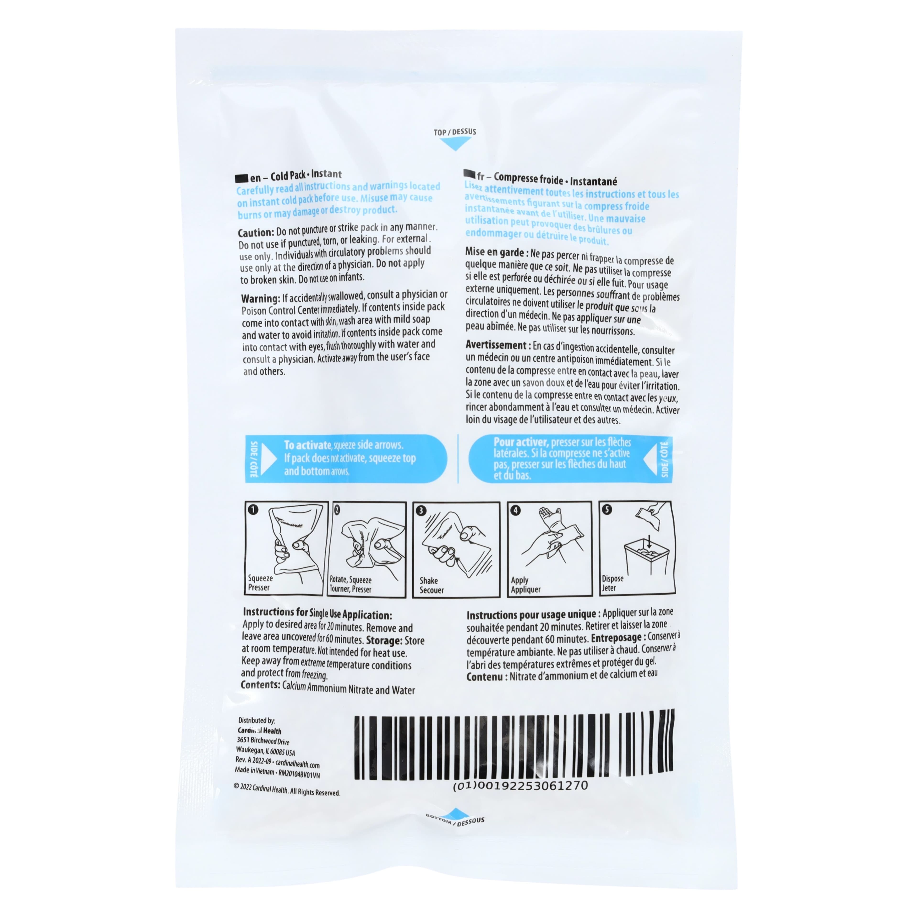 Cardinal Health Jack Frost Insulated Instant Cold Pack, Large, 6" x 9", 24/Case, 20104 thumbnail 2