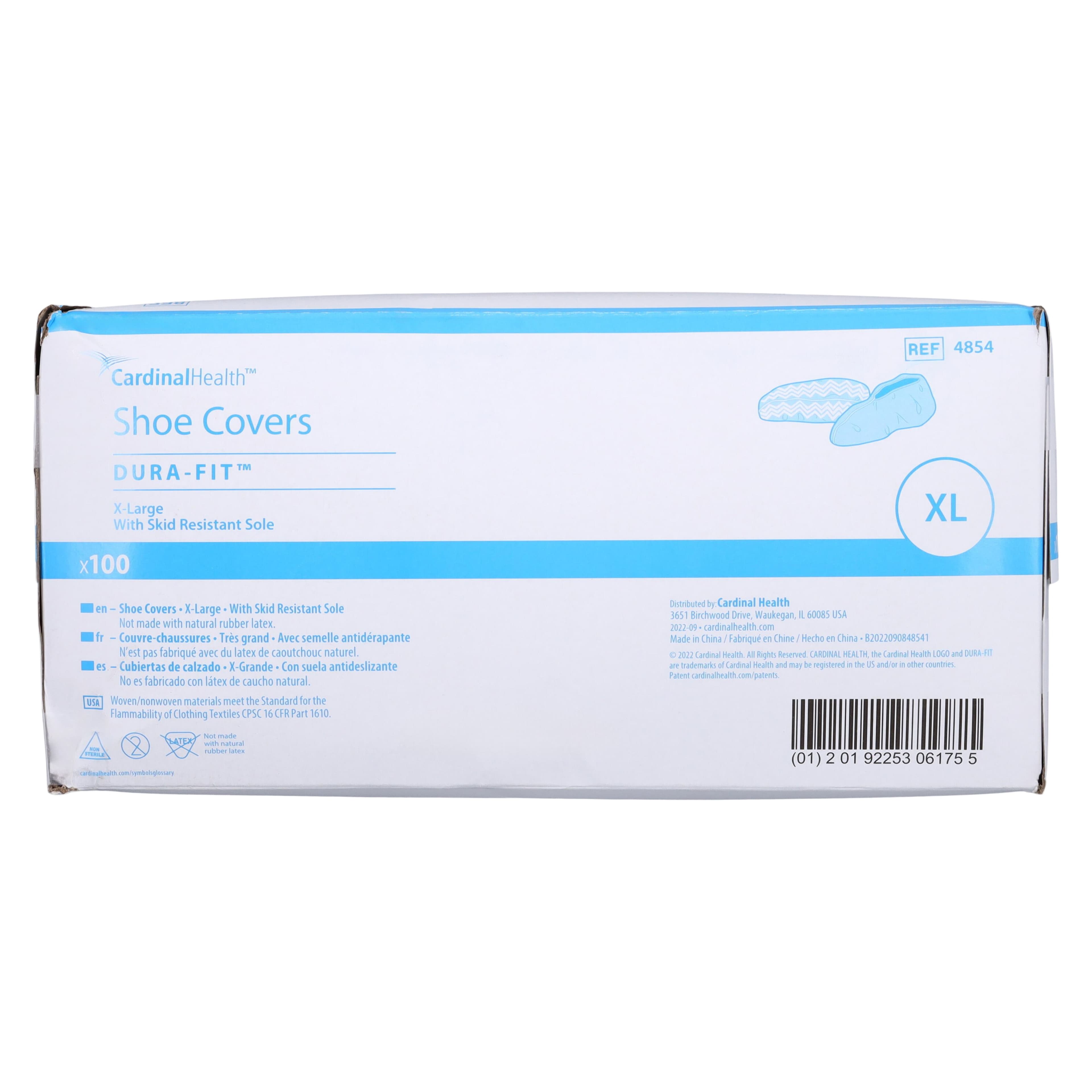 Cardinal Health Dura-Fit Shoe Cover, Non-Skid, Fluid Resistant, Non-Sterile, Blue, X-Large, 50 Pairs/Box thumbnail 5