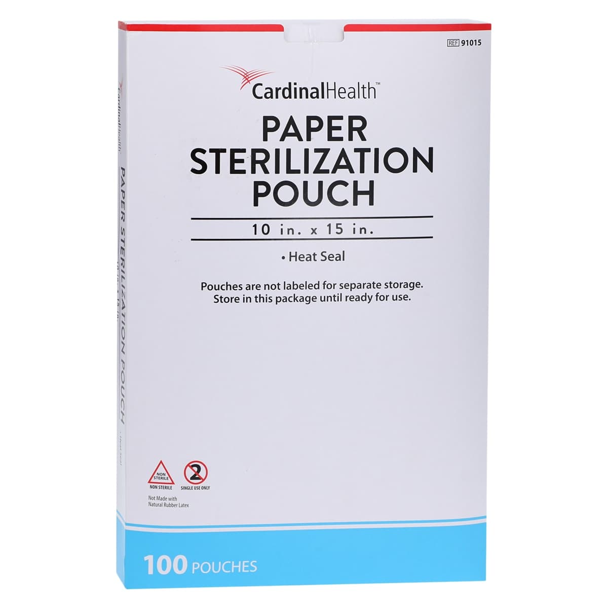 Cardinal Health Sterilization Pouch, Heat Seal, 10 in x 15 in, Blue/White, 100/Pack - Pch Strl Heat Seal Chem Indict - Image 1