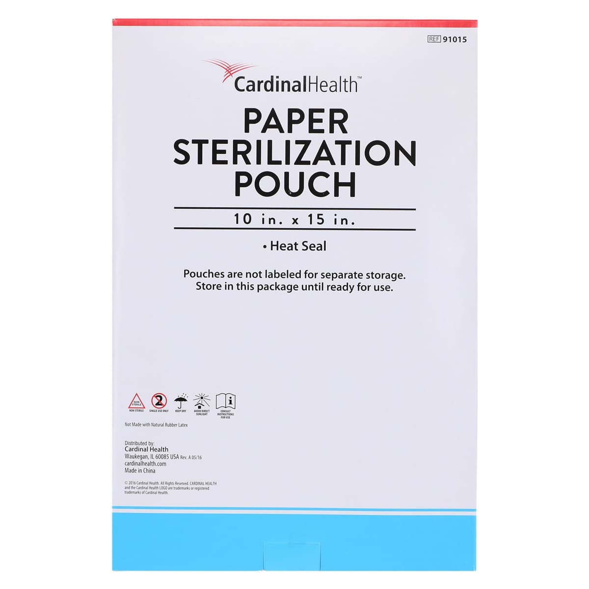 Cardinal Health Sterilization Pouch, Heat Seal, 10 in x 15 in, Blue/White, 100/Pack thumbnail 3