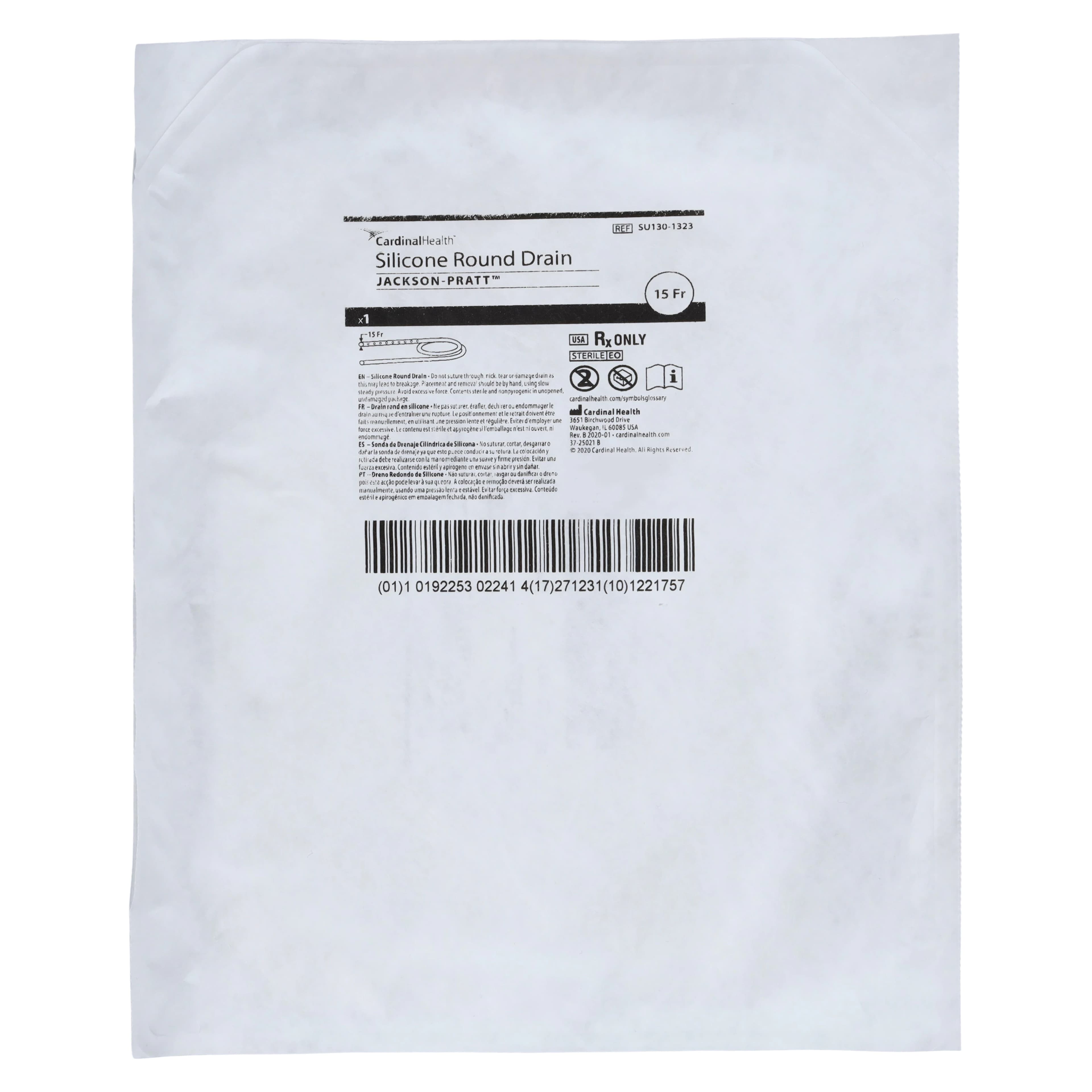 Cardinal Health Jackson-Pratt Silicone Wound Drain, Hubless, 15Fr, Round Tip, End Perforated thumbnail 2
