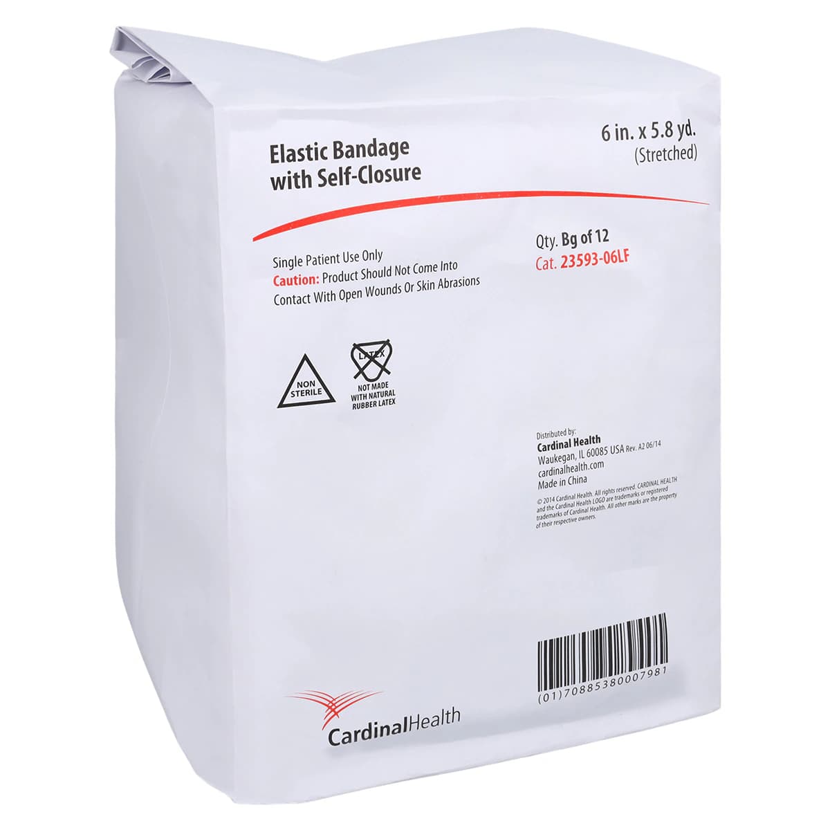 Cardinal Health Elite Stretch Bandage, Elastic, 6" x 5.8 yd, Beige/Honey Stripe, Non-Sterile, 12/Package - Elast Bandage Self-Clos LF NS - Image 1