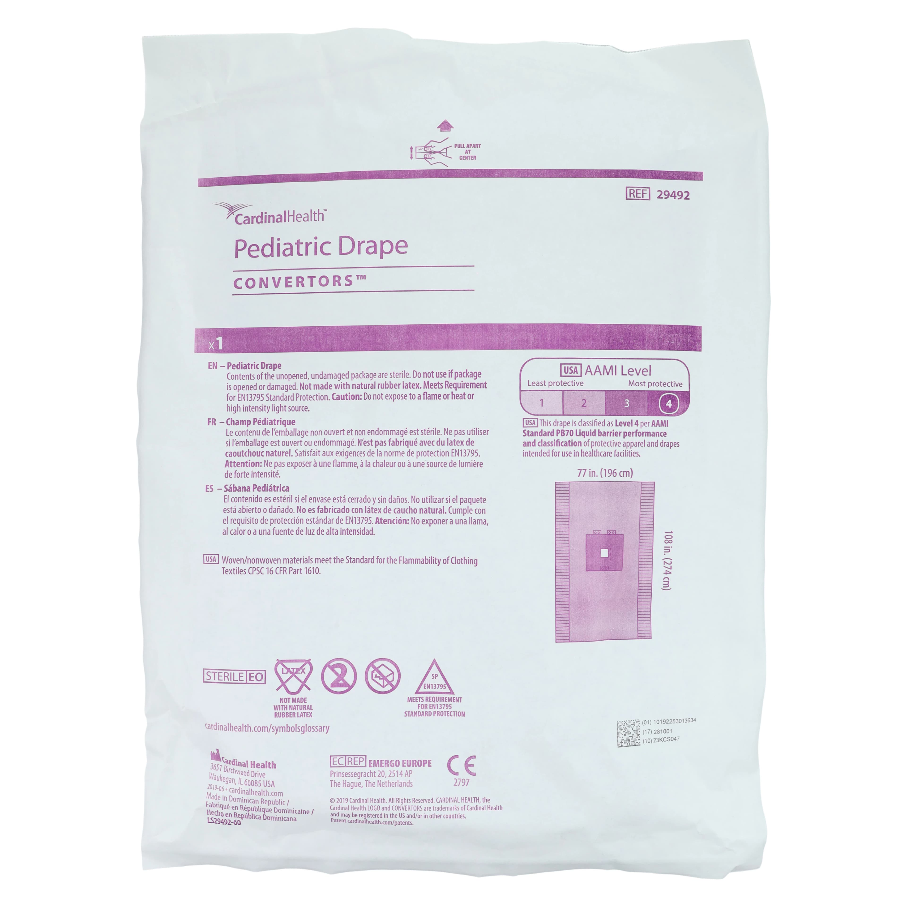 Convertors Tiburon Sterile Surgical Drape, 77x108", 6x6" Fenestration, Pediatric - Drape Pediatric Ster - Image 1