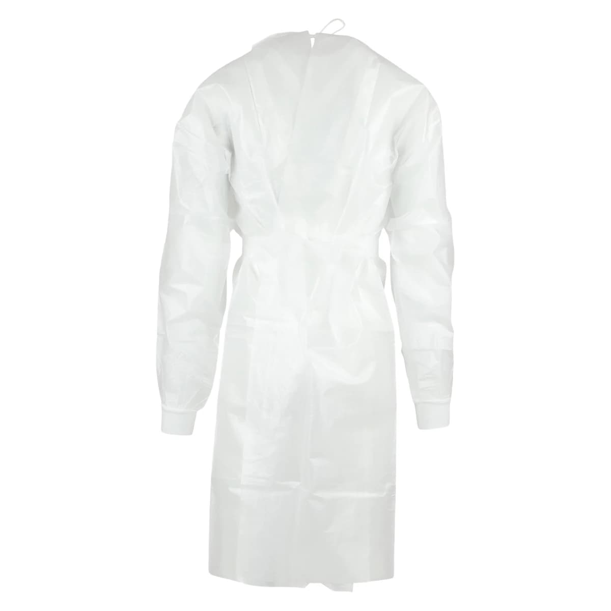 Cardinal Gwn Iso Polycoat Full Back Isolation Gown, Coated Polypropylene, Adult Universal, White, 10/Pk thumbnail 3