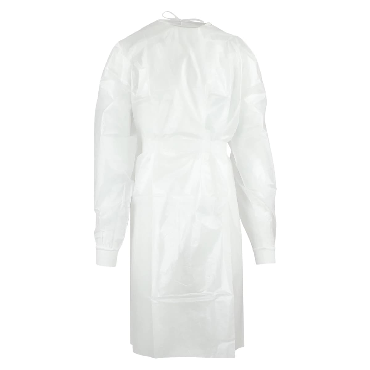 Cardinal Gwn Iso Polycoat Full Back Isolation Gown, Coated Polypropylene, Adult Universal, White, 10/Pk - Gwn Iso Polycoat Full Bck Whit - Image 1