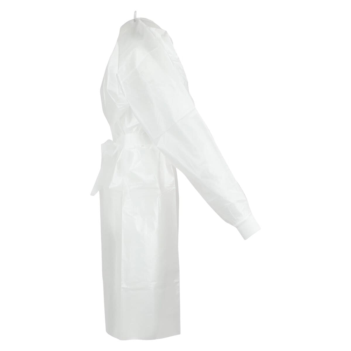 Cardinal Gwn Iso Polycoat Full Back Isolation Gown, Coated Polypropylene, Adult Universal, White, 10/Pk thumbnail 2