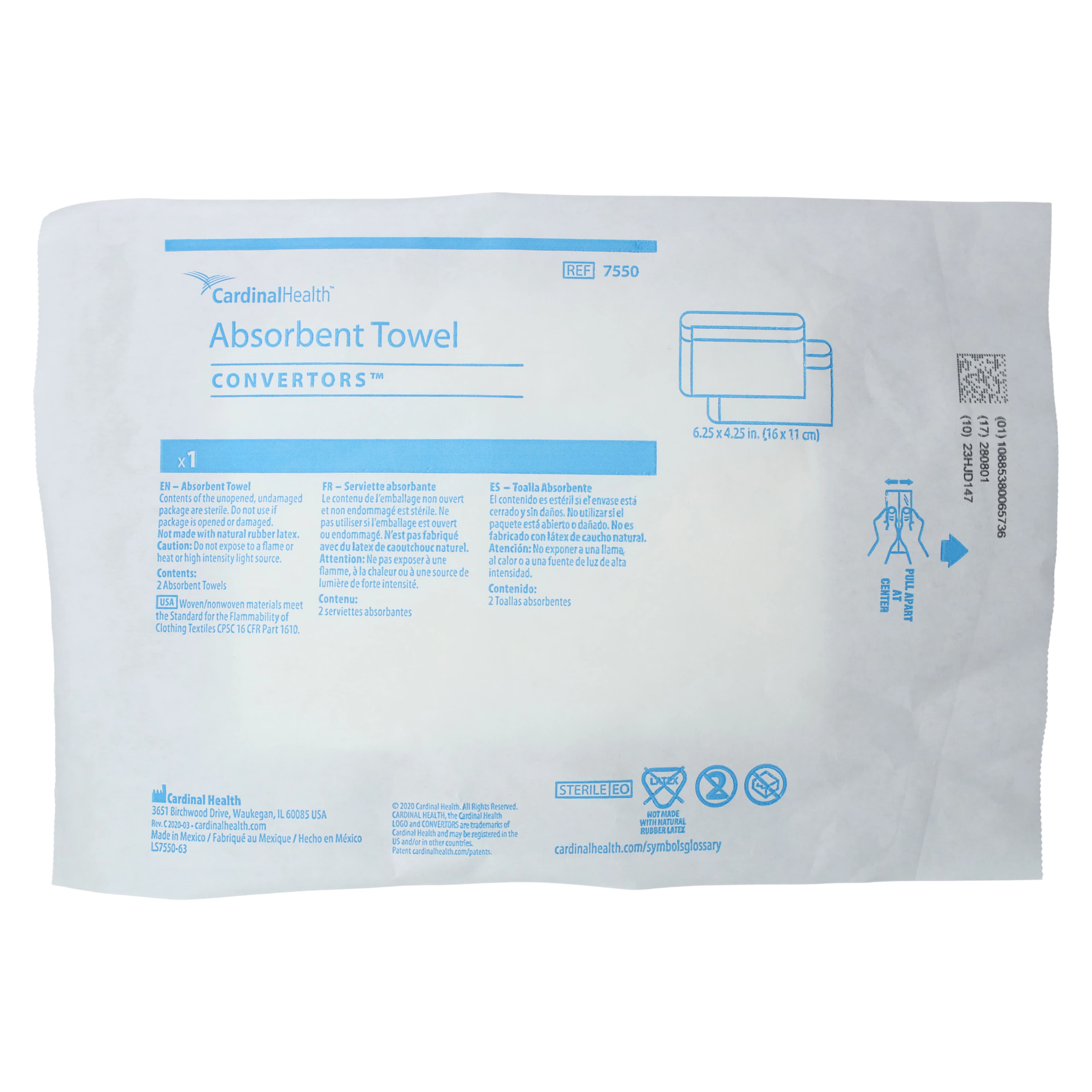 Cardinal Health Nonwoven Sterile Operatory Towels, 15" x 25", White, 240/Pkg - Nonwoven Towels for Operatory Room – Sterile, 15" x 25", White, 240/Pkg - Nonwoven Towels for Operatory Room – Sterile, 15" x 25", White, 240/Pkg - Image 1