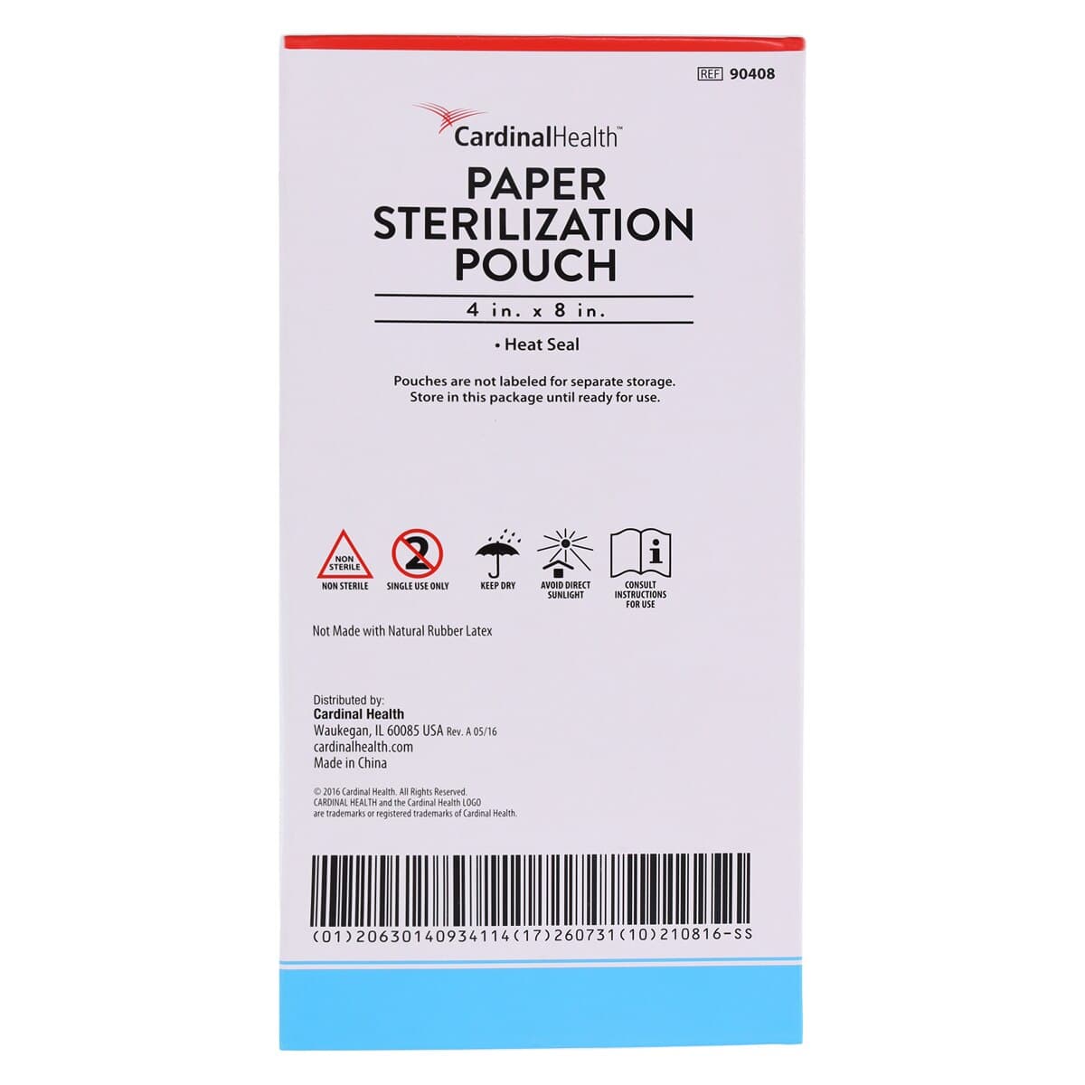Cardinal Sterilization Pouch, Heat Seal, 4 in x 8 in, Blue/White, 200/Box thumbnail 4