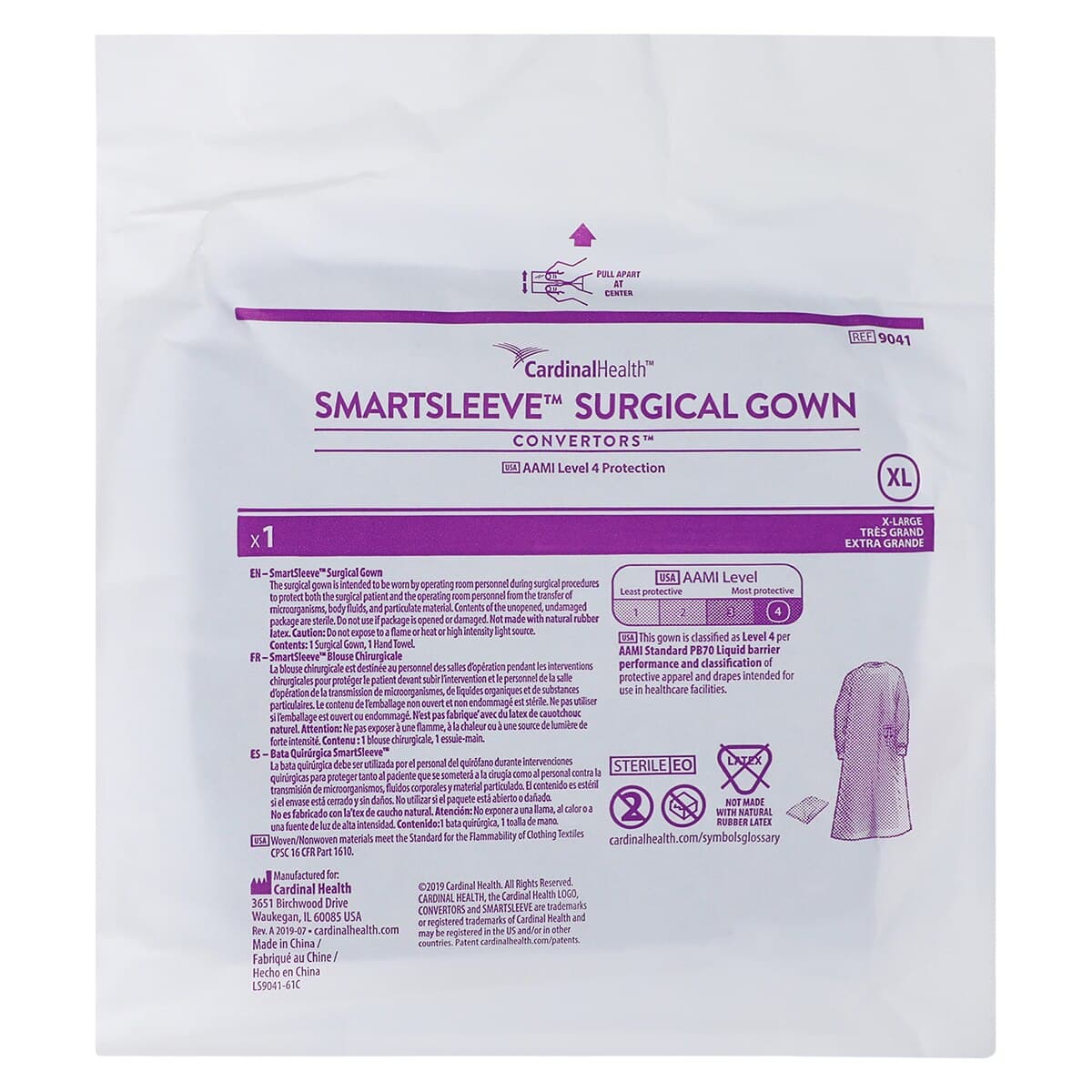 SmartSleeve Surgical Gown, AAMI Level 4, Reinforced Poly, X-Large, Blue, Sterile, Breathable, 20/Case thumbnail 6